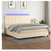 Image de Boxspring met matras en LED stof cràmekleurig 200x200 cm3134906