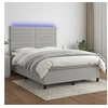 Image de Boxspring met matras en LED stof lichtgrijs 140x190 cm3134949