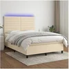Image de Boxspring met matras en LED stof cràmekleurig 140x190 cm3134954
