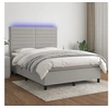 Image de Boxspring met matras en LED stof lichtgrijs 140x200 cm3134957