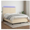 Image de Boxspring met matras en LED stof cràmekleurig 140x200 cm3134962