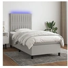 Image de Boxspring met matras en LED stof lichtgrijs 90x190 cm3134997