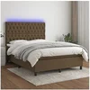 Image de Boxspring met matras en LED stof donkerbruin 140x190 cm3135112