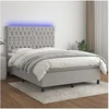 Image de Boxspring met matras en LED stof lichtgrijs 140x200 cm3135117