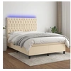 Image de Boxspring met matras en LED stof cràmekleurig 140x200 cm3135122