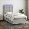 Image de Boxspring met matras en LED stof lichtgrijs 100x200 cm3135173