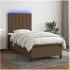 Image de Boxspring met matras en LED stof donkerbruin 100x200 cm3135176