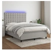 Image de Boxspring met matras en LED stof lichtgrijs 140x190 cm3135189