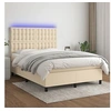 Image de Boxspring met matras en LED stof cràmekleurig 140x190 cm3135194