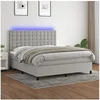 Image de Boxspring met matras en LED stof lichtgrijs 160x200 cm3135205