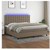 Image de Boxspring met matras en LED stof taupe 200x200 cm3135225