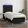 Image de Boxspring met matras en LED stof zwart 80x200 cm3135231