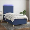 Image de Boxspring met matras en LED stof blauw 80x200 cm3135235