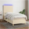 Image de Boxspring met matras en LED stof cràmekleurig 100x200 cm3135258