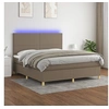 Image de Sommier à Lattes de Lit avec Matelas et LED, Lit Rembourré, Lit Double, Lit Adulte de Chambre à Coucher Intérieur, Moderne, Taupe 180x200cm Tissu
