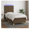 Image de Sommier à Lattes de Lit avec Matelas et LED, Lit Rembourré, Lit Simple, Lit Adulte de Chambre à Coucher Intérieur, Moderne, Marron Foncé 90x190cm