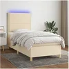 Image de Boxspring met matras en LED stof cràmekleurig 100x200 cm3135338