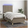 Image de Sommier tapissier avec matelas et LED Taupe 90x190 cm Tissu