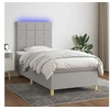 Image de Boxspring met matras en LED stof lichtgrijs 100x200 cm3135413