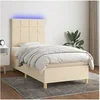 Image de Boxspring met matras en LED stof cràmekleurig 100x200 cm3135418