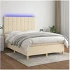 Image de Boxspring met matras en LED stof cràmekleurig 140x190 cm3135434