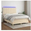 Image de Boxspring met matras en LED stof cràmekleurig 140x200 cm3135442