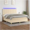 Image de Boxspring met matras en LED stof cràmekleurig 160x200 cm3135450