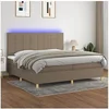 Image de Boxspring met matras en LED stof taupe 200x200 cm3135465