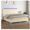 Image de Boxspring met matras en LED stof cràmekleurig 200x200 cm3135466