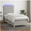 Image de Boxspring met matras en LED stof lichtgrijs 80x200 cm3135469