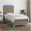 Image de Boxspring met matras en LED stof taupe 90x190 cm3135481