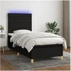 Image de Boxspring met matras en LED stof zwart 100x200 cm3135495