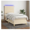 Image de Boxspring met matras en LED stof cràmekleurig 100x200 cm3135498