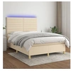 Image de Boxspring met matras en LED stof cràmekleurig 140x190 cm3135514