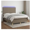 Image de Boxspring met matras en LED stof taupe 140x200 cm3135521