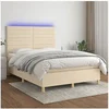 Image de Boxspring met matras en LED stof cràmekleurig 140x200 cm3135522