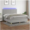 Image de Boxspring met matras en LED stof lichtgrijs 160x200 cm3135525