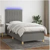 Image de Boxspring met matras en LED stof donkergrijs 80x200 cm3135550