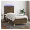 Image de Sommier à Lattes de Lit avec Matelas et LED, Lit Rembourré, Lit Simple, Lit Adulte de Chambre à Coucher Intérieur, Moderne, Marron Foncé 90x190cm