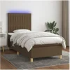Image de Boxspring met matras en LED stof donkerbruin 80x200 cm3135568