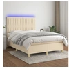 Image de Boxspring met matras en LED stof cràmekleurig 140x190 cm3135594