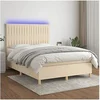 Image de Boxspring met matras en LED stof cràmekleurig 140x200 cm3135602