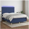 Image de Boxspring met matras en LED stof blauw 140x200 cm3135603