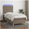 Image de Boxspring met matras en LED stof taupe 90x190 cm3135641