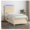 Image de Boxspring met matras en LED stof cràmekleurig 90x190 cm3135642