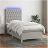 Image de Boxspring met matras en LED stof lichtgrijs 90x200 cm3135645