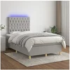 Image de Boxspring met matras en LED stof lichtgrijs 120x200 cm3135661