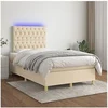 Image de Boxspring met matras en LED stof cràmekleurig 120x200 cm3135666