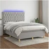 Image de Boxspring met matras en LED stof lichtgrijs 140x190 cm3135669