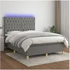 Image de Boxspring met matras en LED stof donkergrijs 140x190 cm3135670